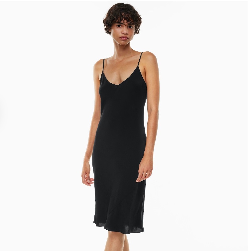 NWT Aritzia Black Chiffon Sheer Long Sleeve Dress + Slip